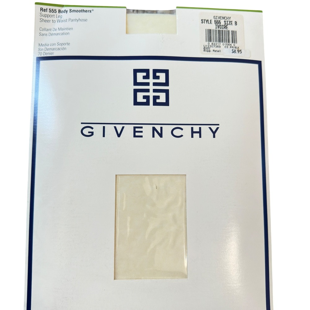Givenchy Pantyhose Vintage 90s Ivoire Ivory Support Leg Sheer Size B 70 Denier